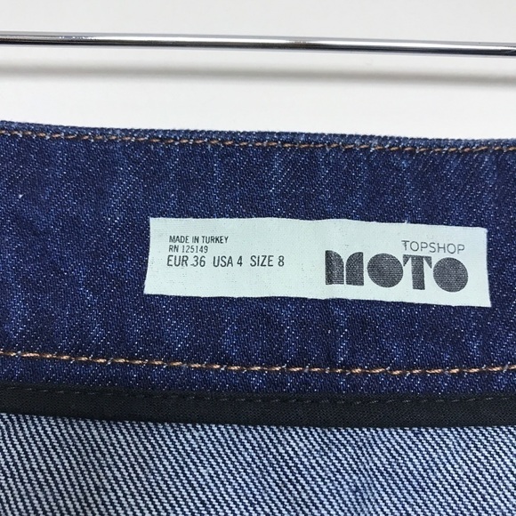 TopShop Moto A-Line Zipper Front Denim Skirt Sz 4 - Picture 5 of 8